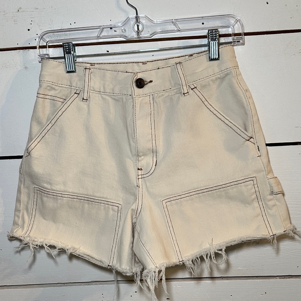 Pacsun Womens Cream Cargo Jean Shorts
